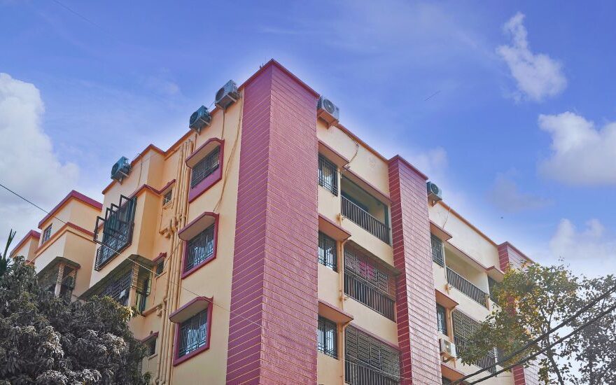Corner view of Pragati Dham apartment building in Varanasi Investing in Kolkata Real Estate