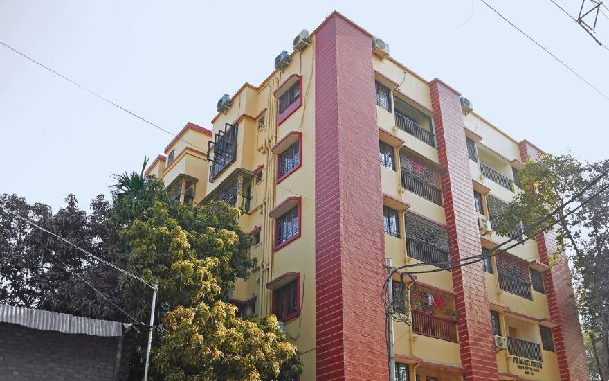 Residential tower facade at Pragati Dham by BS Group Elderly Family Members